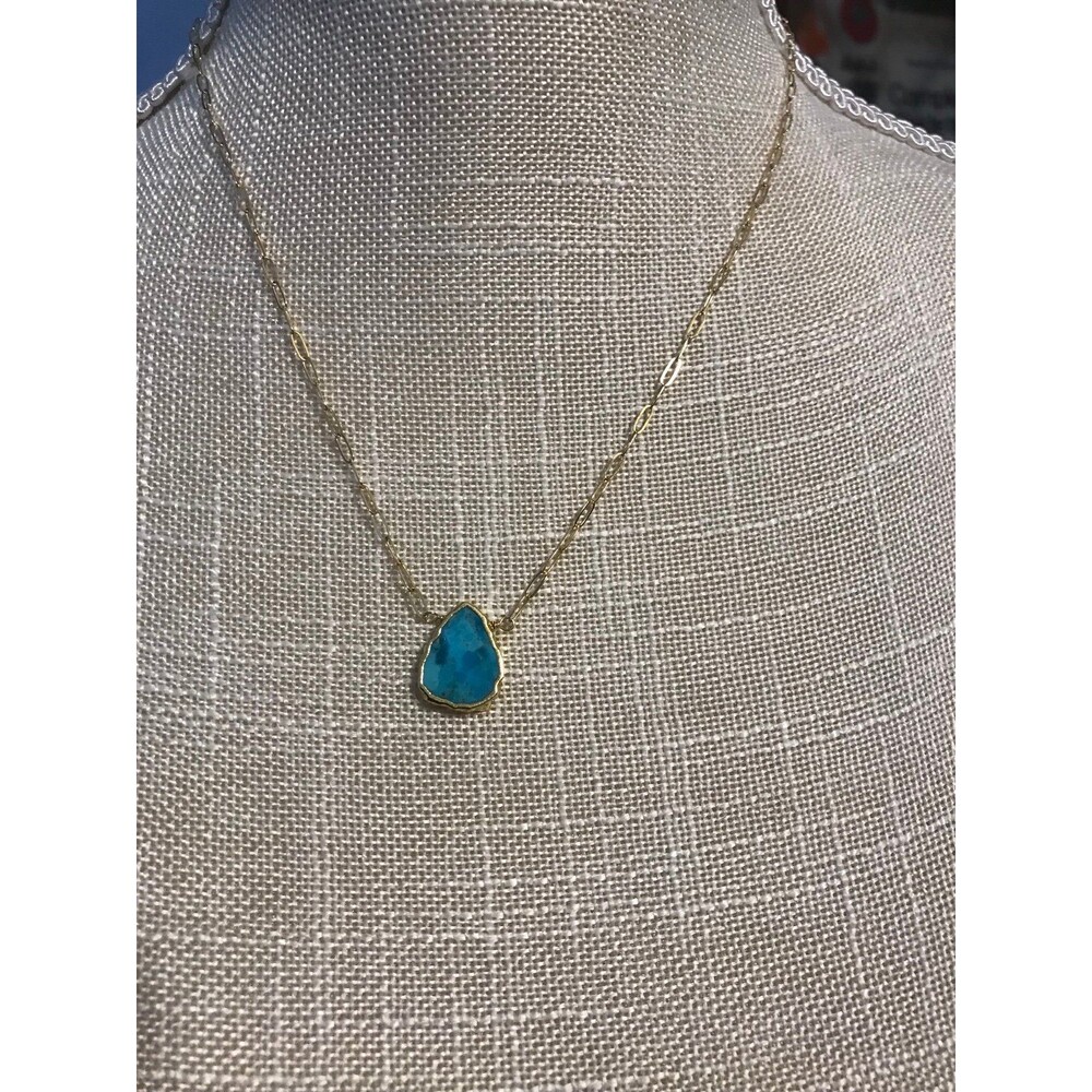 Gold and Turquoise Paperclip Chain Necklace